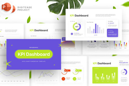 Blue Green Dazzle KPI Dashboard - PowerPoint Template, PowerPoint模板, 14386, 商业 — PoweredTemplate.com