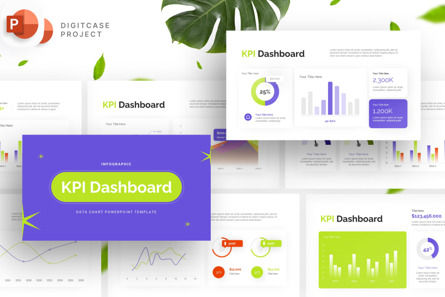 Blue Green Dazzle KPI Dashboard - PowerPoint Template, Templat PowerPoint, 14386, Bisnis — PoweredTemplate.com