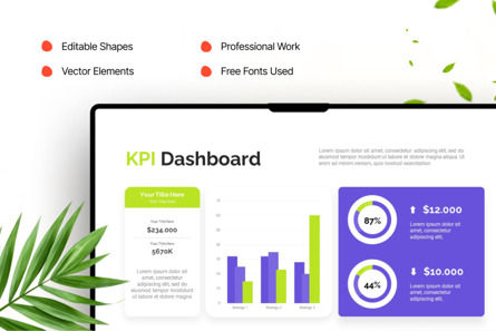 Blue Green Dazzle KPI Dashboard - PowerPoint Template, Folie 4, 14386, Business — PoweredTemplate.com
