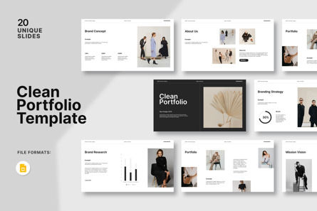 Clean Portfolio Presentation Template, Tema de Google Slides, 14388, Negocios — PoweredTemplate.com