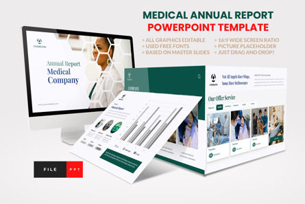 Medical Annual Report Power Point Template, Plantilla de PowerPoint, 14414, Negocios — PoweredTemplate.com