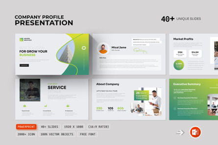 Company Profile PowerPoint Presentation Template, Modelo do PowerPoint, 14483, Negócios — PoweredTemplate.com