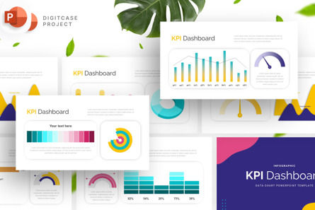 Colorful KPI Dashboard - PowerPoint Template, Plantilla de PowerPoint, 14498, Negocios — PoweredTemplate.com