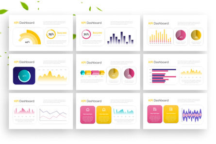 Colorful KPI Dashboard - PowerPoint Template, Diapositiva 2, 14498, Negocios — PoweredTemplate.com