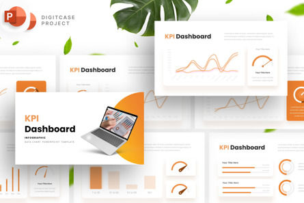 Basic Orange KPI Dashboard - PowerPoint Template, 파워 포인트 템플릿, 14499, 비즈니스 — PoweredTemplate.com