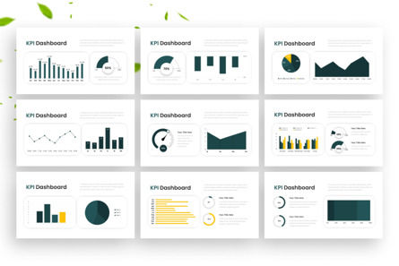 Dark Green KPI Dashboard - PowerPoint Template, Slide 2, 14502, Bisnis — PoweredTemplate.com