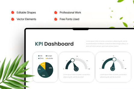 Dark Green KPI Dashboard - PowerPoint Template, Slide 4, 14502, Bisnis — PoweredTemplate.com