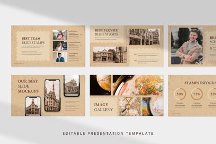 Beige Stamps - Creative PowerPoint Template, 슬라이드 2, 14507, Art & Entertainment — PoweredTemplate.com
