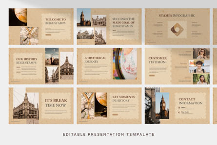 Beige Stamps - Creative PowerPoint Template, Dia 3, 14507, Art & Entertainment — PoweredTemplate.com