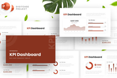 Clean Red KPI Dashboard - PowerPoint Template, 파워 포인트 템플릿, 14510, 비즈니스 — PoweredTemplate.com