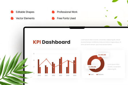 Clean Red KPI Dashboard - PowerPoint Template, 슬라이드 4, 14510, 비즈니스 — PoweredTemplate.com