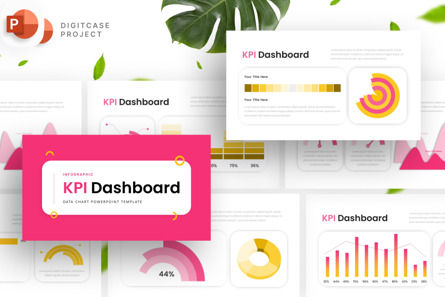 Pink Yellow KPI Dashboard - PowerPoint Template, Modele PowerPoint, 14511, Business — PoweredTemplate.com