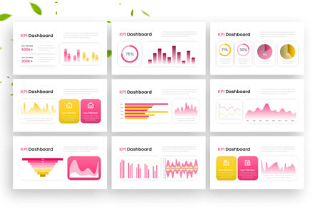 Pink Yellow KPI Dashboard - PowerPoint Template, Diapositive 2, 14511, Business — PoweredTemplate.com