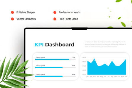Clean Tosca KPI Dashboard - PowerPoint Template, 幻灯片 4, 14512, 商业 — PoweredTemplate.com