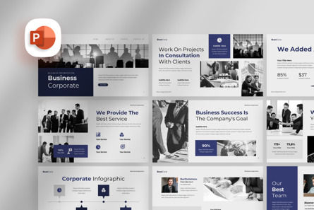 Blue Business Corporate - PowerPoint Template, PowerPoint Template, 14518, Business — PoweredTemplate.com