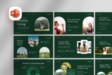 Dark Green Minimalist Healthy Living - PowerPoint Template, Modelo do PowerPoint, 14520, Carreiras/Indústria — PoweredTemplate.com
