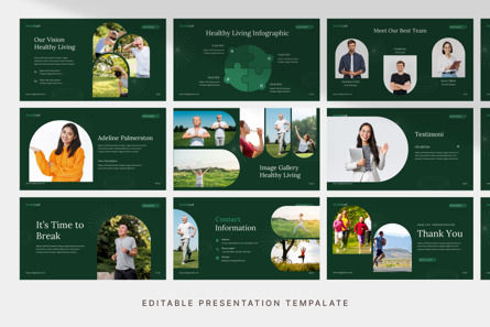 Dark Green Minimalist Healthy Living - PowerPoint Template, Deslizar 3, 14520, Carreiras/Indústria — PoweredTemplate.com
