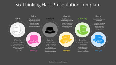 Six Thinking Hats Presentation Template, Diapositive 3, 14555, Modèles commerciaux — PoweredTemplate.com