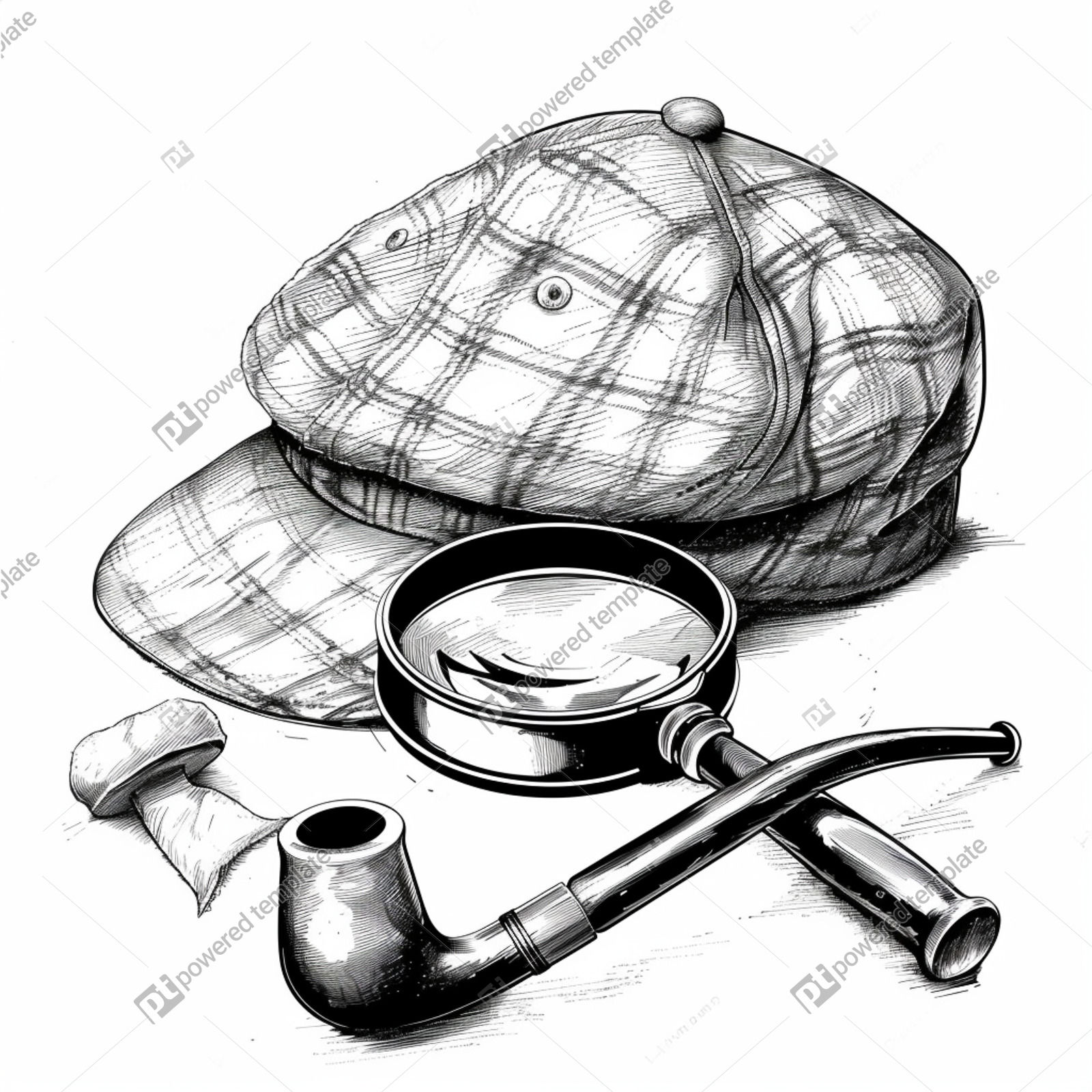 Sherlock Holmes Essentials - Black and White Outline | Free, AI Image ...