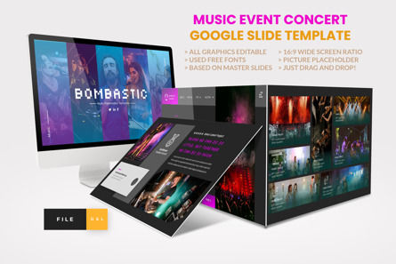 Music Event Concert Google Slide Template, Tema di Presentazioni Google, 14579, Art & Entertainment — PoweredTemplate.com