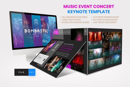 Music Event Concert Keynote Template, Keynote Template, 14581, Art & Entertainment — PoweredTemplate.com