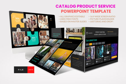 Creative Catalog Product Service PowerPoint Template, 파워 포인트 템플릿, 14634, Art & Entertainment — PoweredTemplate.com