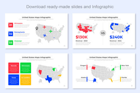 USA Maps Infographic Template Keynote, 幻灯片 3, 14664, 美国 — PoweredTemplate.com