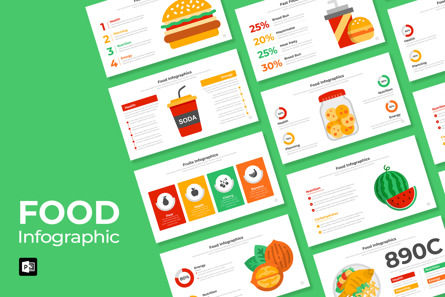 Food Infographics PowerPoint Template, 파워 포인트 템플릿, 14671, 비즈니스 — PoweredTemplate.com