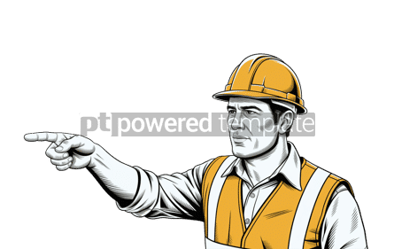 Arts & Entertainment: Strong Male Construction Worker in Yellow Safety Vest Hard Hat #58267 AI Image