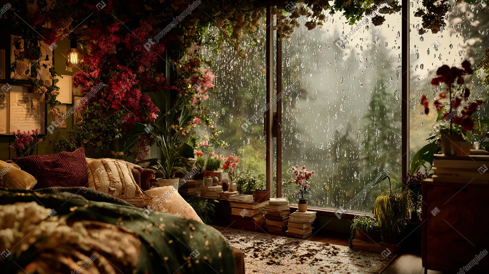 Cozy Bohemian Hideaway with Rainy Window View | Free, AI Image ...