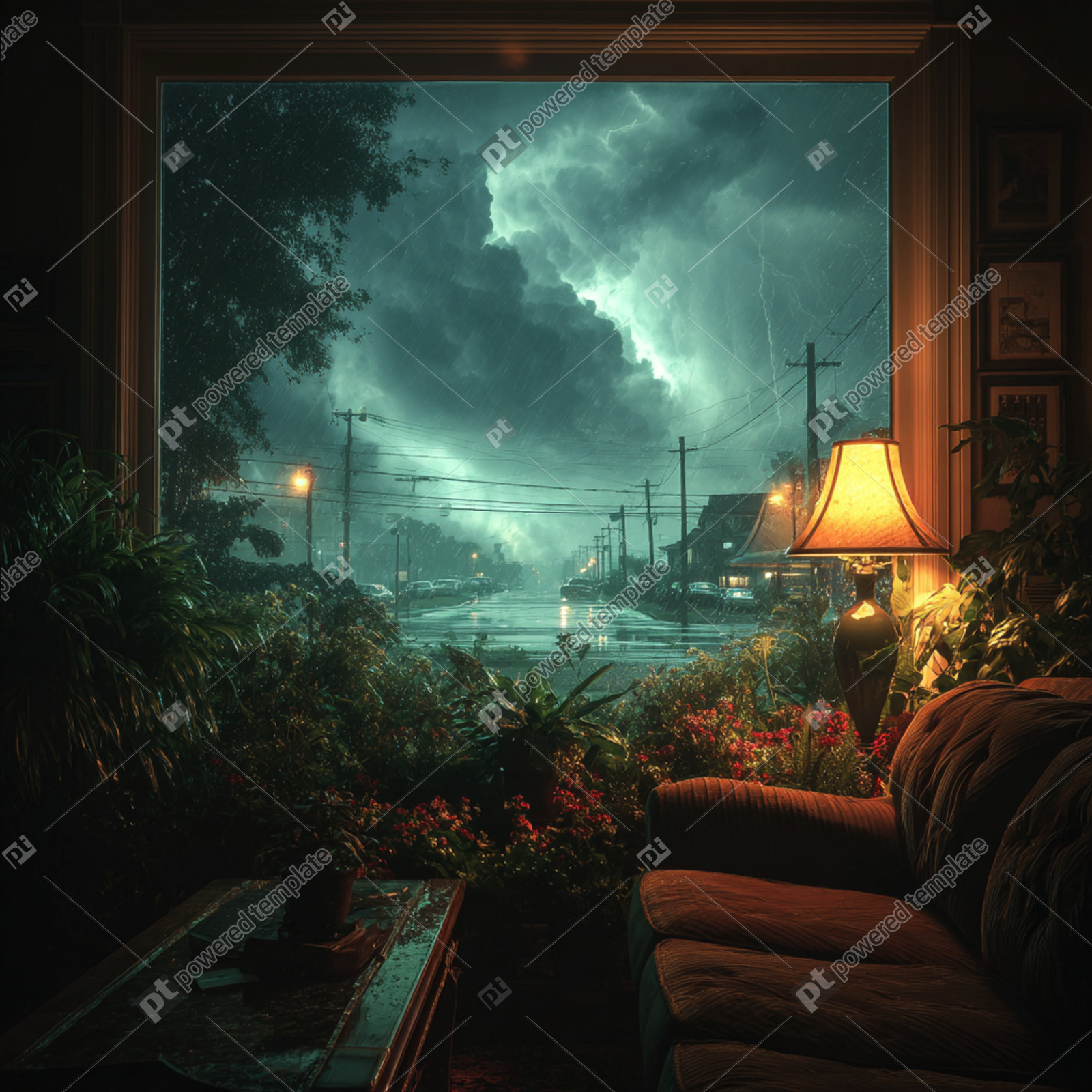 Stormy Night from a Cozy Window | Free, AI Image | PoweredTemplate ...