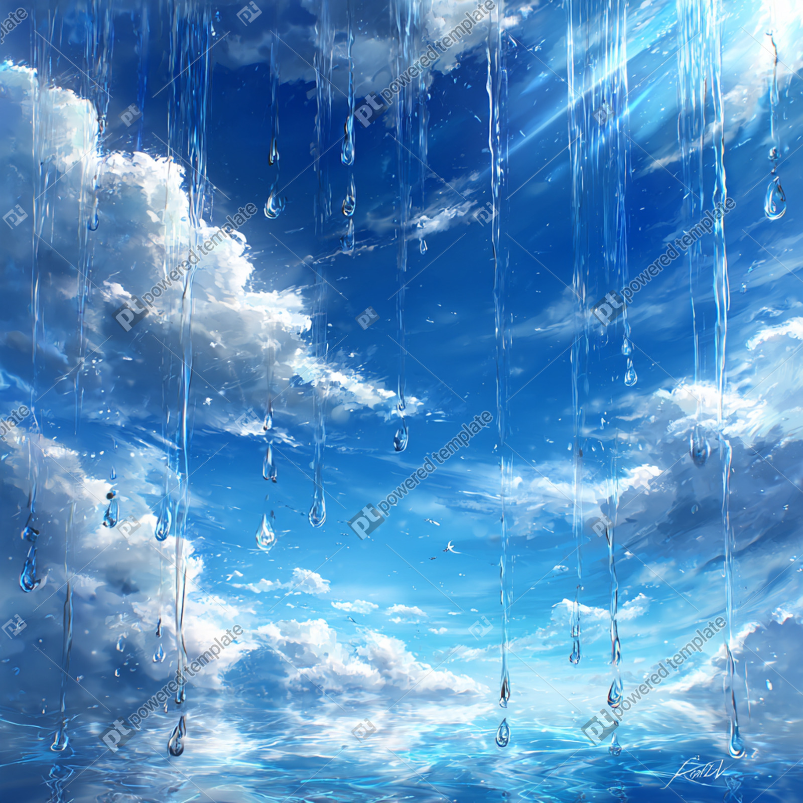 Skyward Gaze Through Rain-Streaked Window | AI Image | PoweredTemplate ...