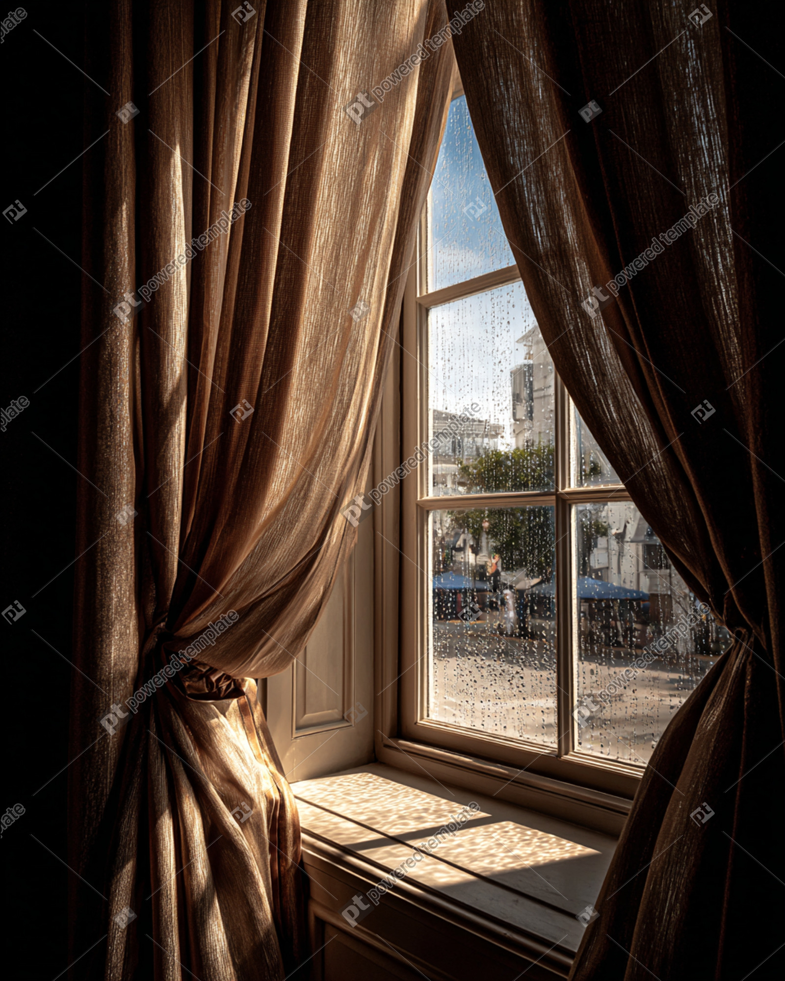 Rain-Kissed Window in a Historic Town | Free, AI Image ...