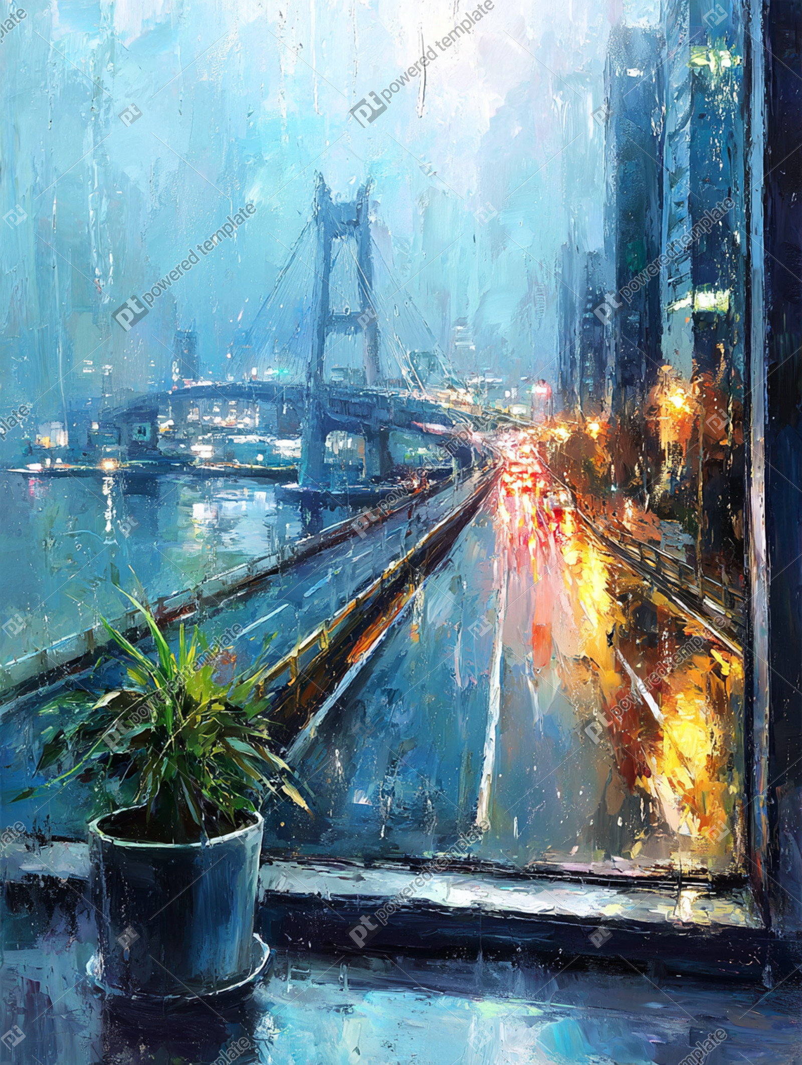 Rainy Cityscape Through a Window | Free, AI Image | PoweredTemplate ...