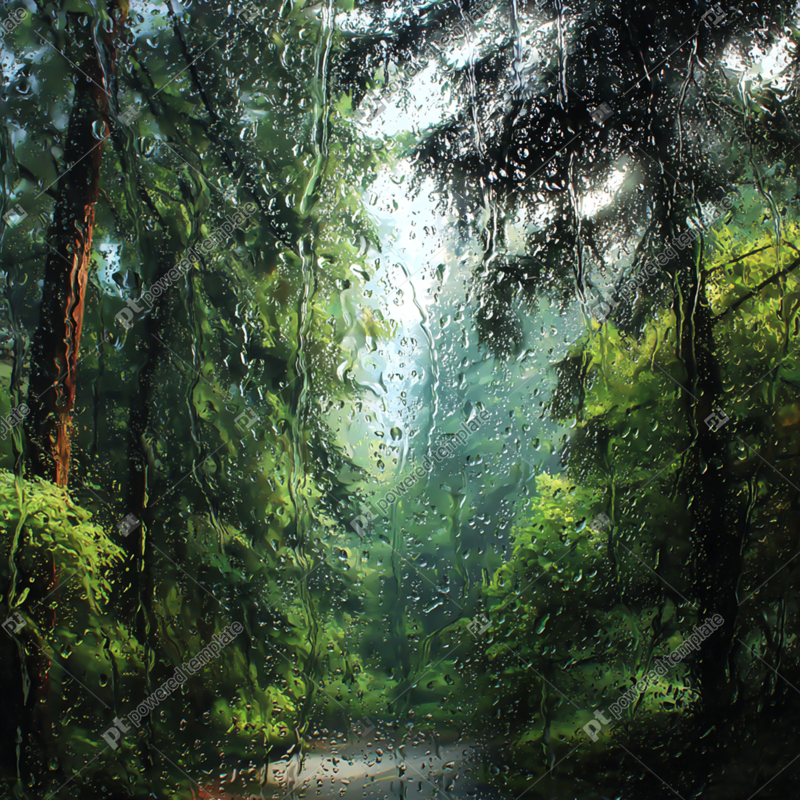 Rainy Forest Road Through a Wet Window | Free, AI Image ...