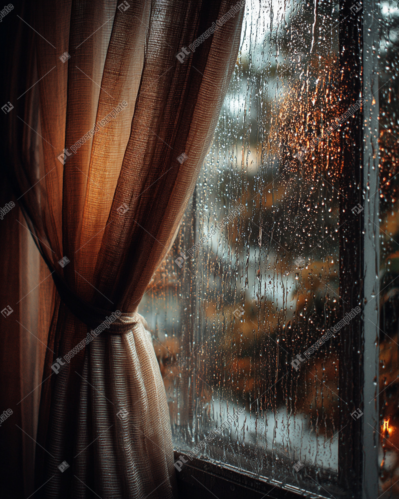 Cozy Window View on a Rainy Day | AI Image | PoweredTemplate | 155821 ...