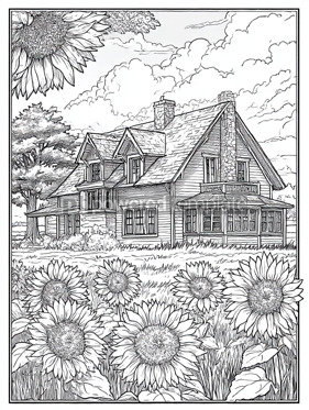 Charming Country House Overlooking a Sunflower Field | Free, AI Image ...