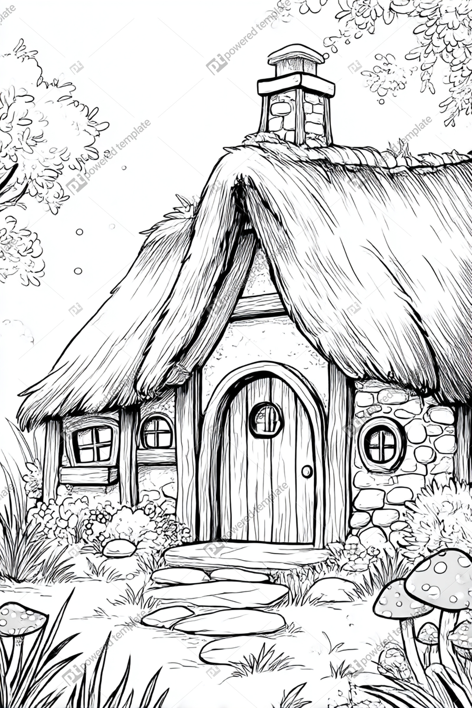Charming Fantasy Cottage with Thatched Roof and Whimsical Windows ...