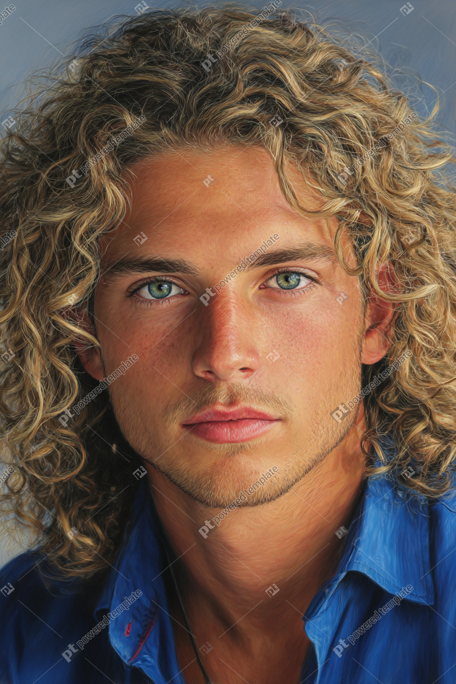 Emerald Gaze Amidst Golden Curls A Hyperrealistic Portrait | Free, AI ...