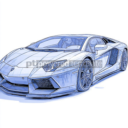 Dynamic Blue Line Art Sketch of a Lamborghini Aventador Supercar | Free ...