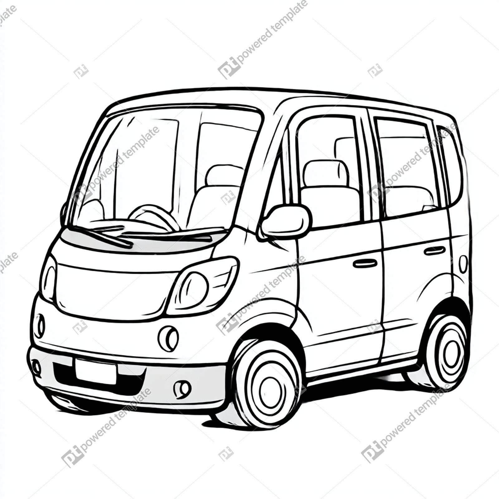 Black and White Outline Drawing of a Compact Kei Van | Free, AI Image ...