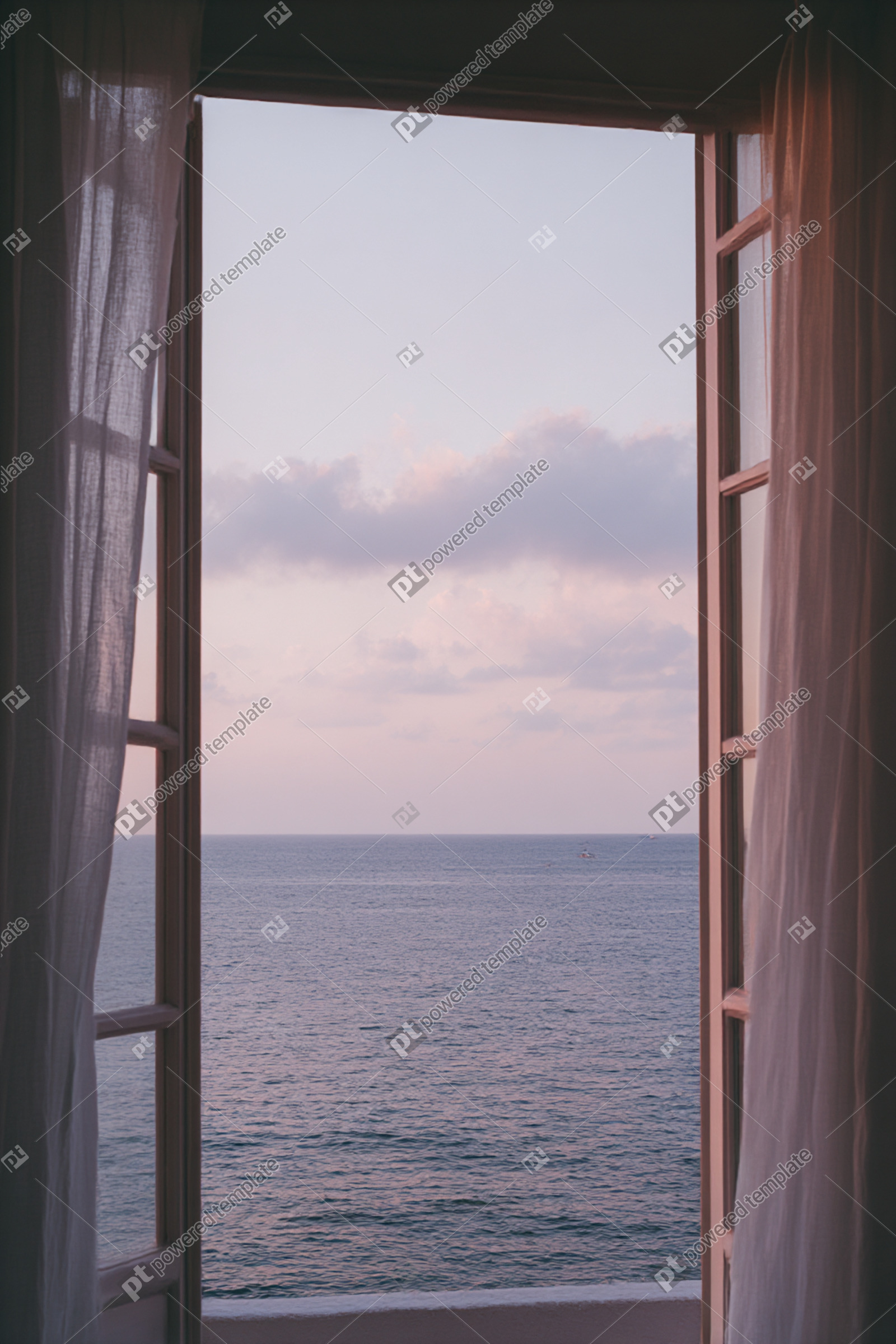 Serene Ocean View from An Open Window at Twilight | AI Image ...