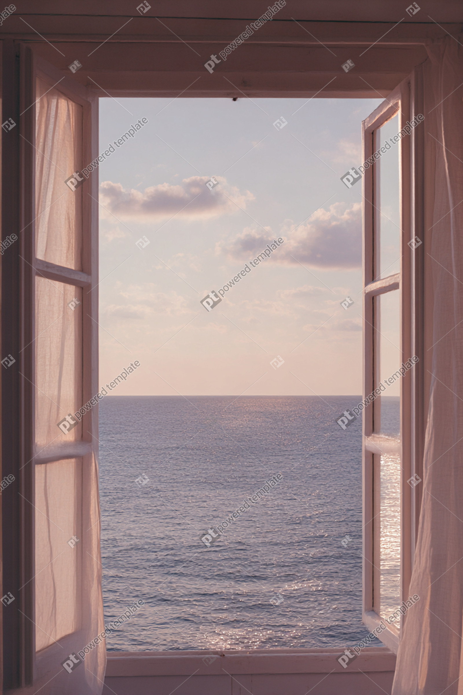 Pastel Ocean View From An Open Window | AI Image | PoweredTemplate ...