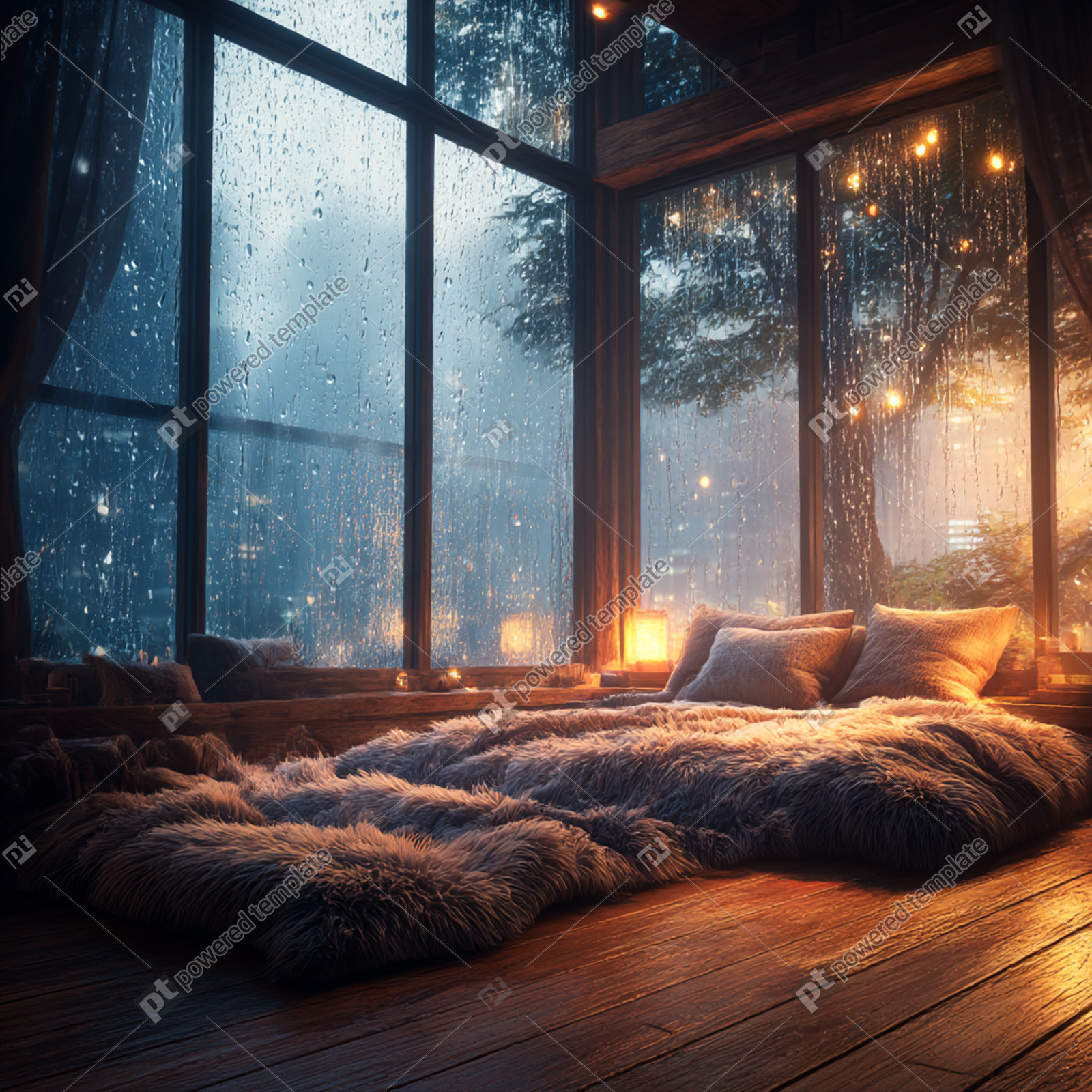 Cozy Rainy Evening Nook by the Window | AI Image | PoweredTemplate ...