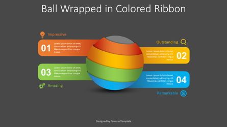 Ball Wrapped in Colored Ribbon Infographic, スライド 2, 08813, 3D — PoweredTemplate.com