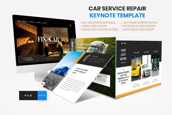 Car Repair Service Keynote Template, Modelo do Keynote da Apple, 08823, Negócios — PoweredTemplate.com