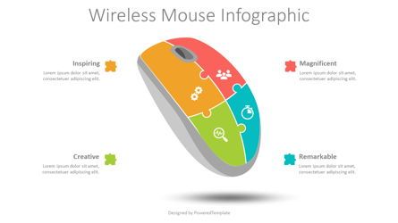 Wireless Mouse Infographic, 無料 PowerPointテンプレート, 08826, コンピューター — PoweredTemplate.com