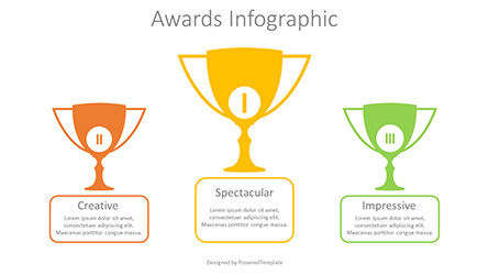 Three Trophy Cups Infographic, 08830, Business Concepts — PoweredTemplate.com
