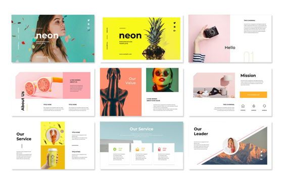 Neon Colorful PowerPoint Template, PowerPointテンプレート, 08858, アメリカ — PoweredTemplate.com