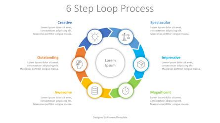 Six Step Loop Process, 08894, Diagrammi di Processo — PoweredTemplate.com